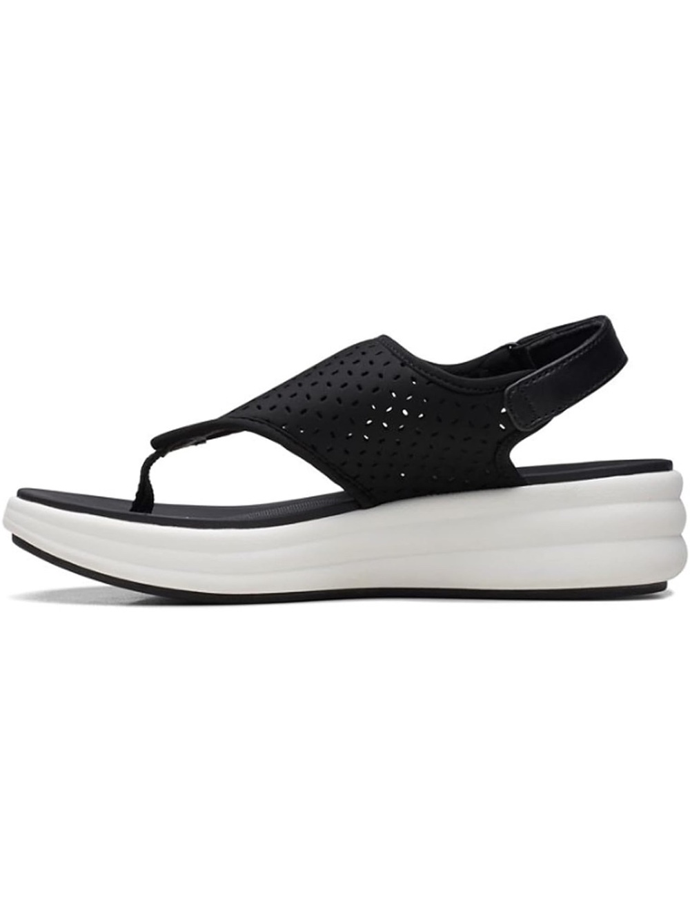 Cloudsteppers by Clarks Black Thong Slingback Sandal with White Platform